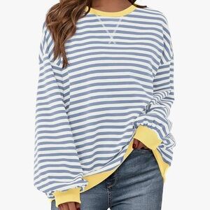 NWT Oversized Stripe Crewneck Sweatshirt